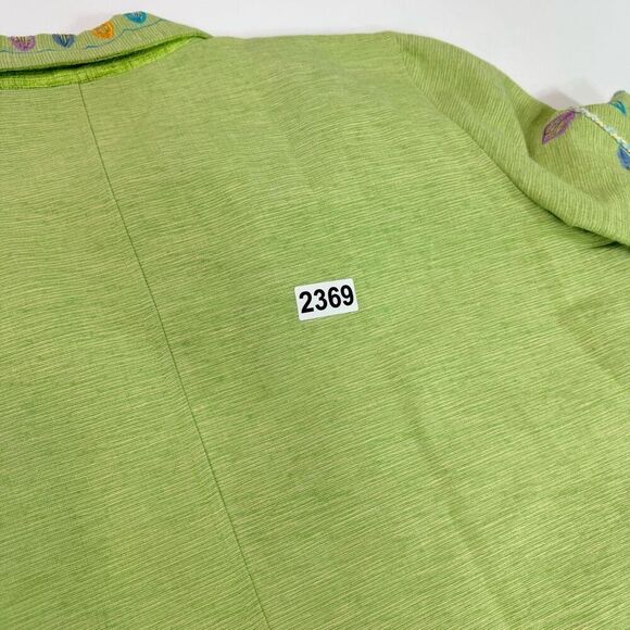 Yak Magic Jacket Womens Large Green Floral Art to Wear Beads Embroidered Buttons - Picture 9 of 11